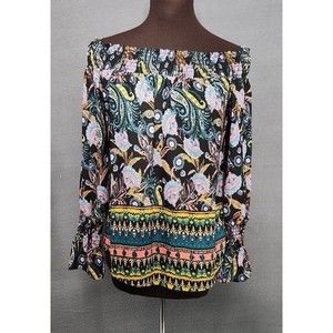 Evereve Allison‎ Joy Multicolor Boho Paisley Print 3/4 Sleeve Top Size XS USA